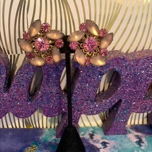 Vintage Pink and Gold Floral Earrings
